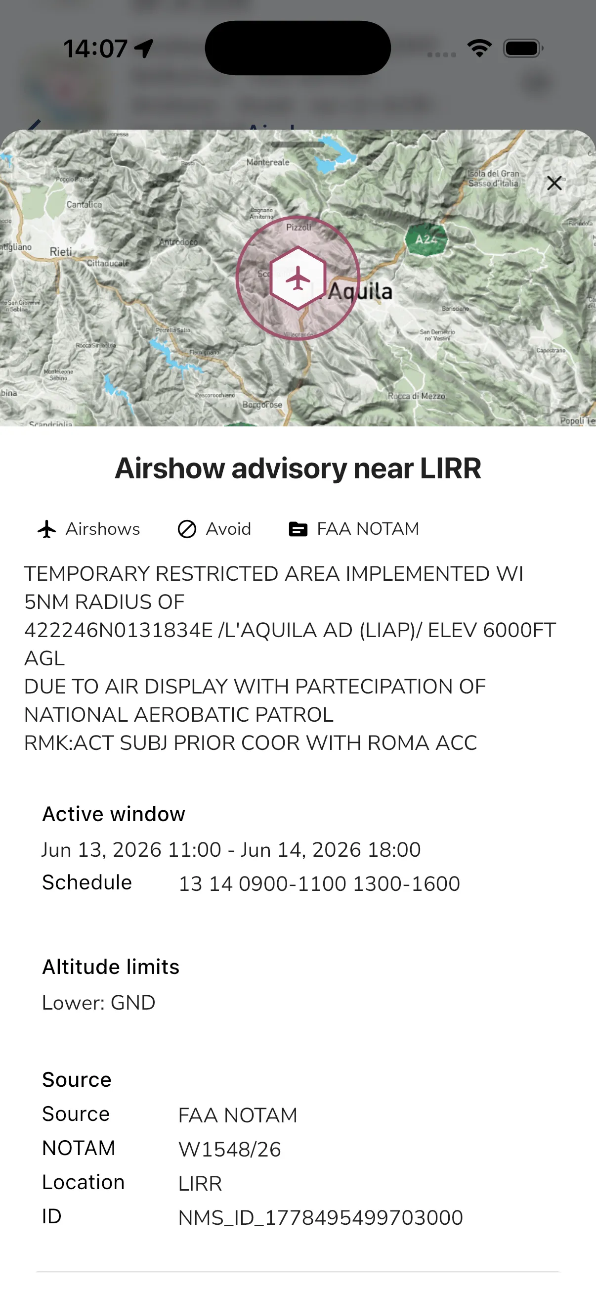 Advisory detail sheet