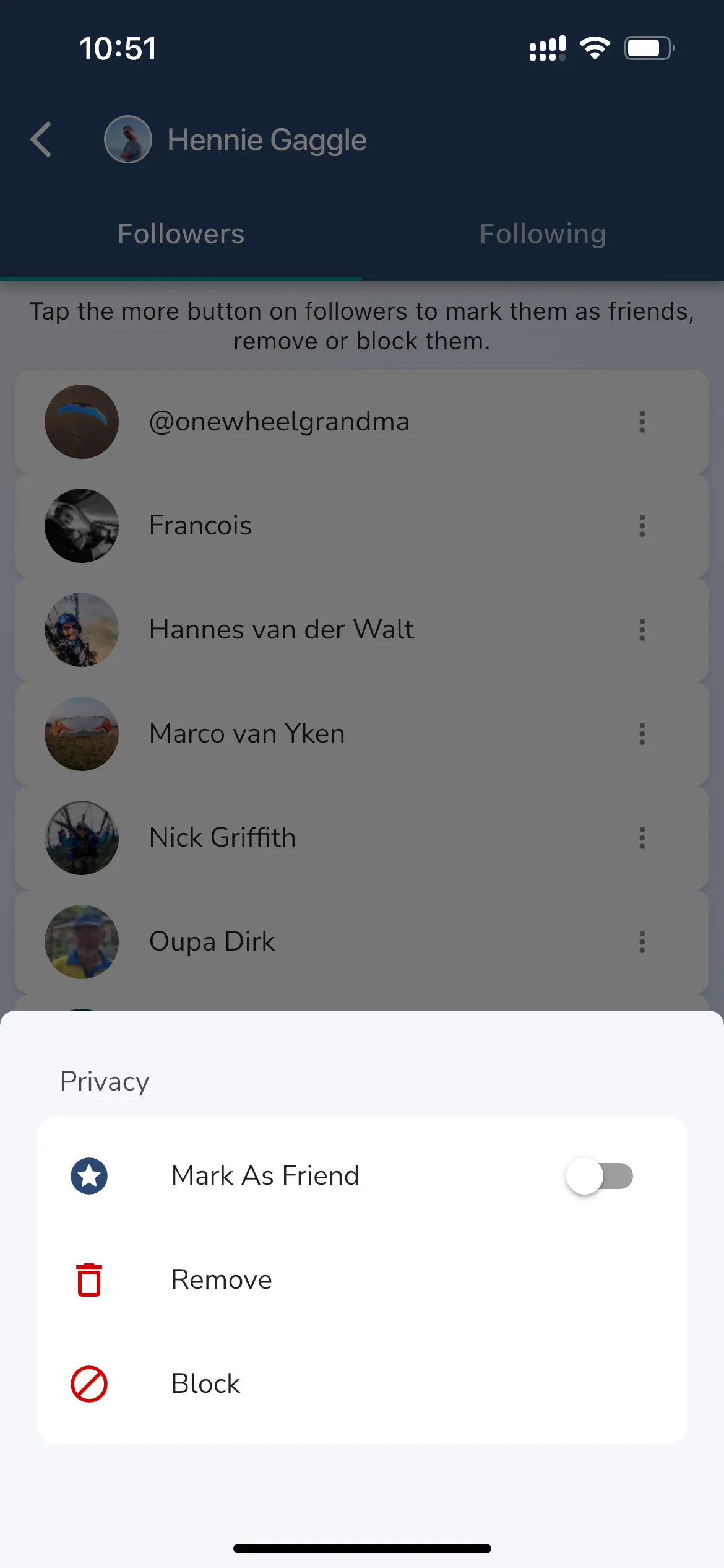 Following tab settings