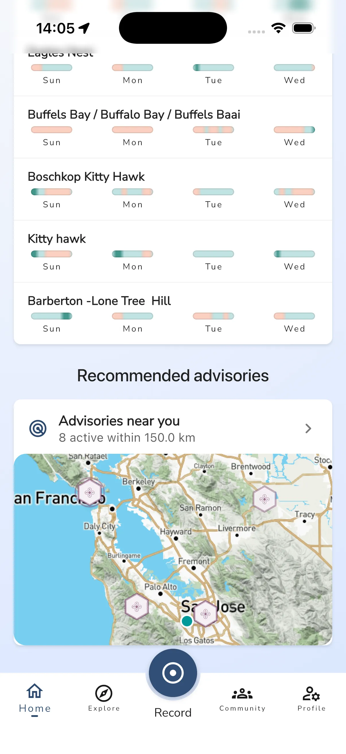 Recommended advisories on Home