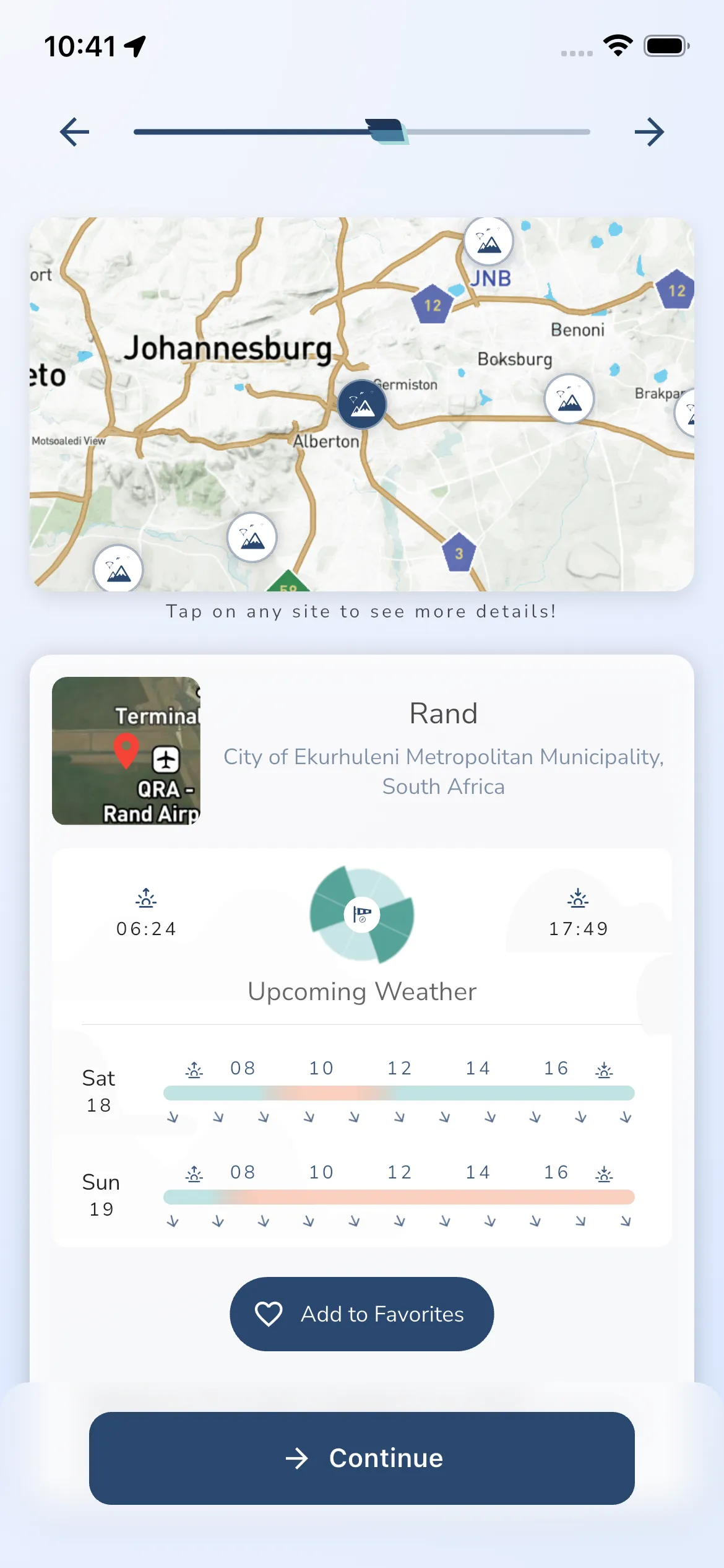 Onboarding Flying Sites
