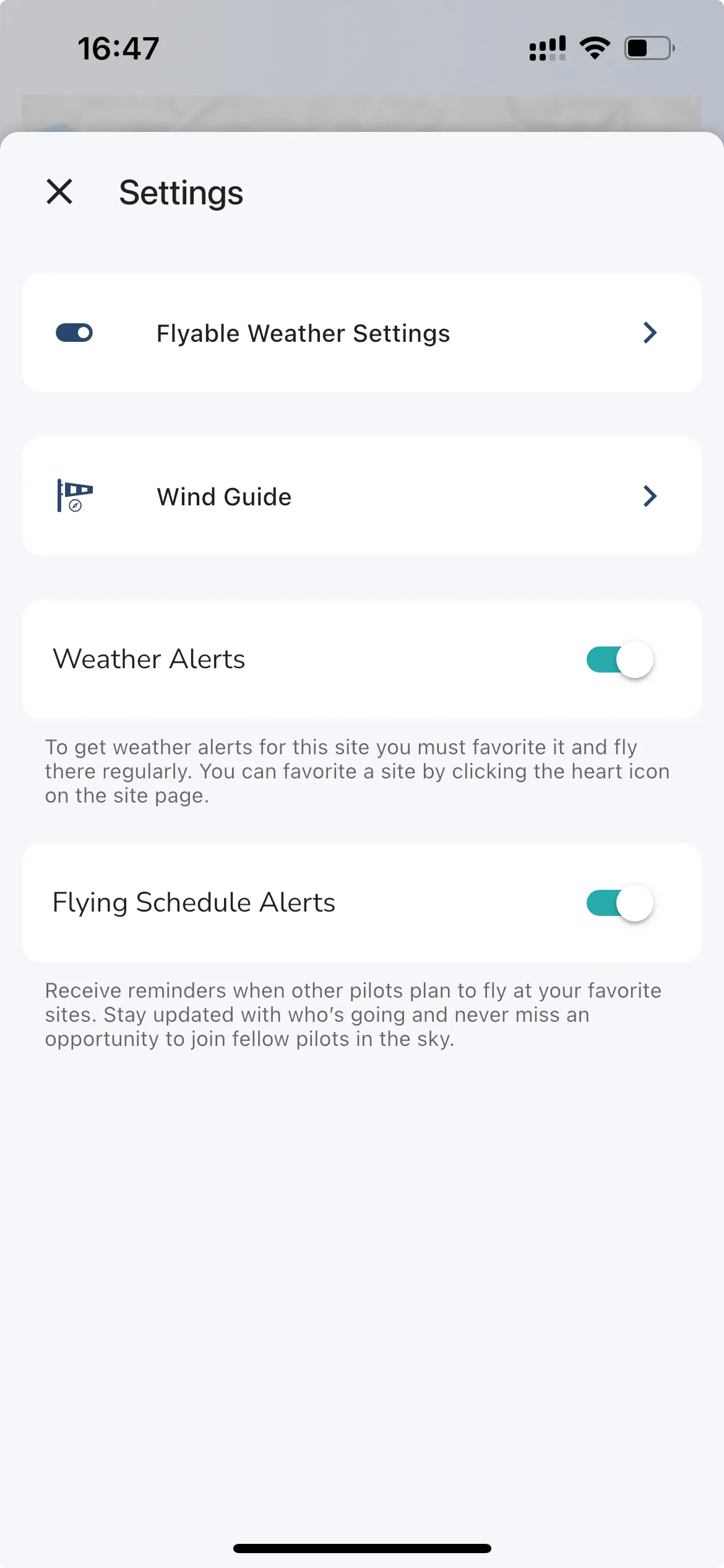 Weather Forecast Settings in Gaggle